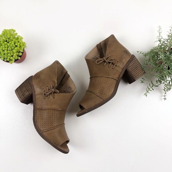 Roan Katherine Open Toe Tan Leather Heel Bootie - Picture 1 of 7